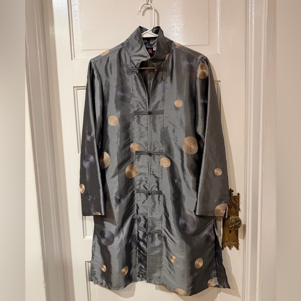 Dusty Blue Embroidered Duster
